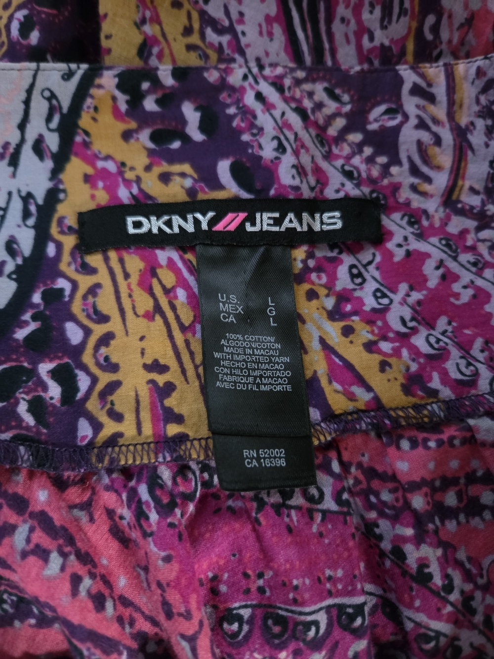 DKNY Paisley Tiered Midi Skirt in Pink, Purple & Yellow Size L - Picture 2 of 6